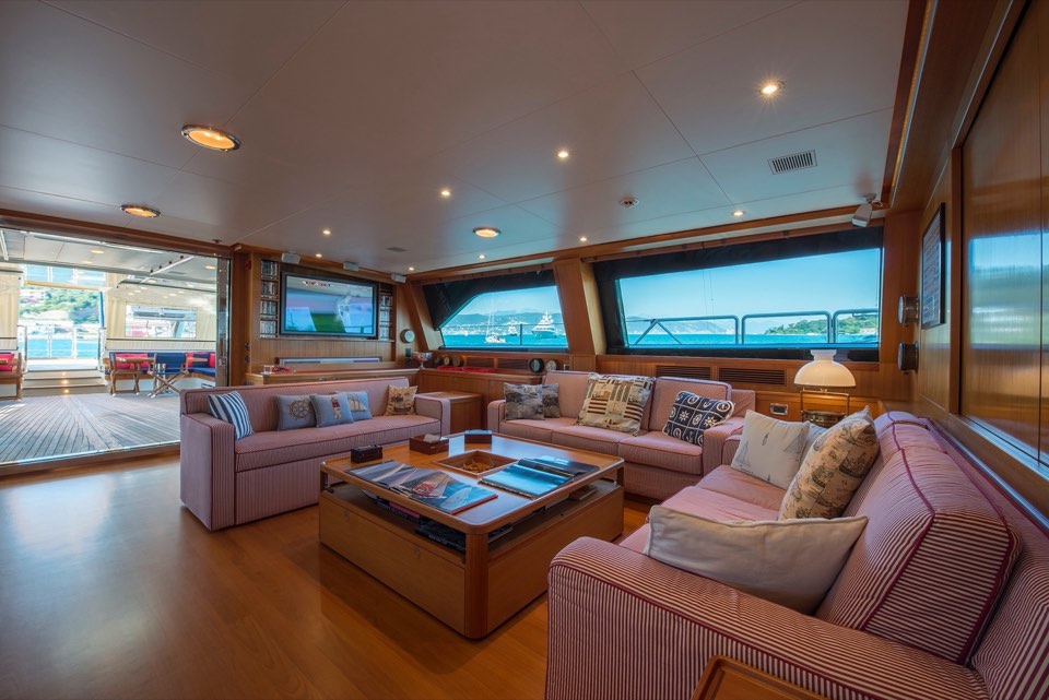 Main saloon of a sailing superyacht
